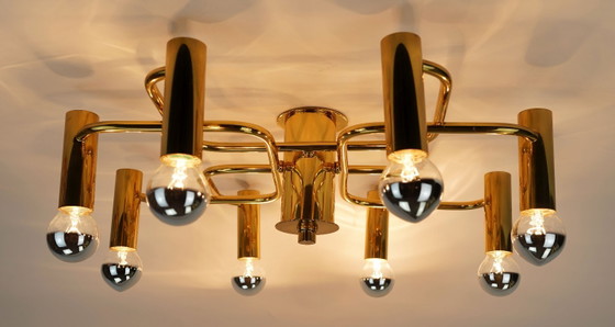 Large 1970s Sputnik Brass Ceiling Lamp 8-Light Ceiling Fixture – Ceiling lights (photo 10 of 11)