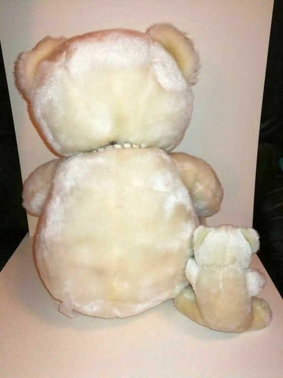 Orsa di peluche e il suo cucciolo / anni '90 / Oggetti decorativi vintage, Legno, Marrone, Rustic (foto 6 di 6)