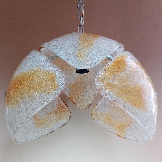 Image 1 of Rara lampada a sospensione in vetro soffiato a mano e cromo di Murano degli anni '60.