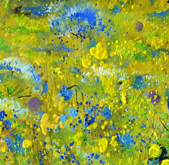 Gele en Blauwe Ummer Bloemen – Kunst, Canvas (photo 3 of 5)
