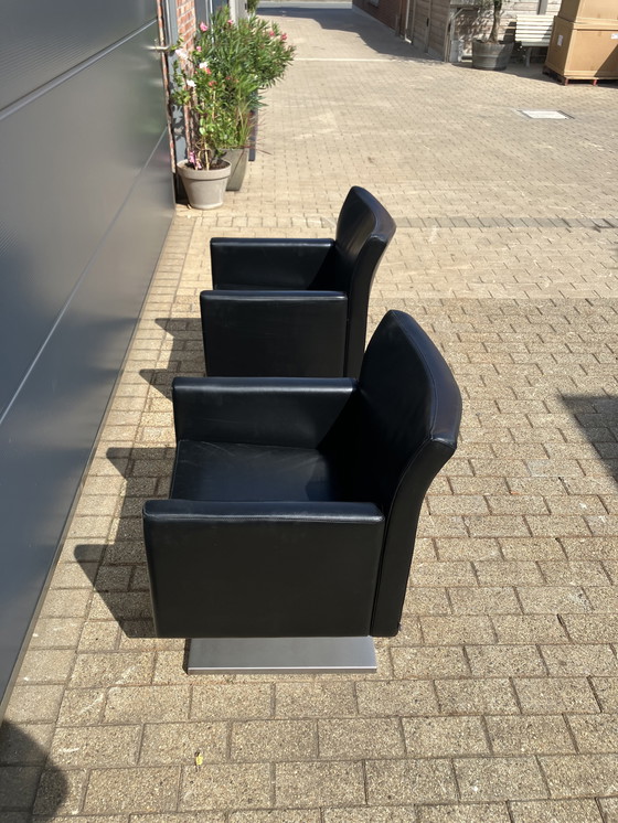 Image 1 of 2x sedie laterali Jori Kubolo in pelle nera Condizioni ottimali!!!