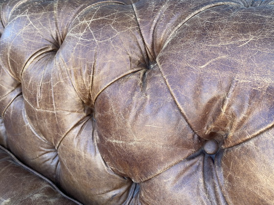 Image 1 of Ruime Chesterfield 3.5 + 1 + 1 zit bankstel sigaren cognac 