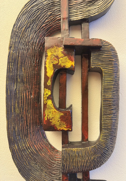 Brutalist wall object - vintage 1970s - Ars Munda style - resin