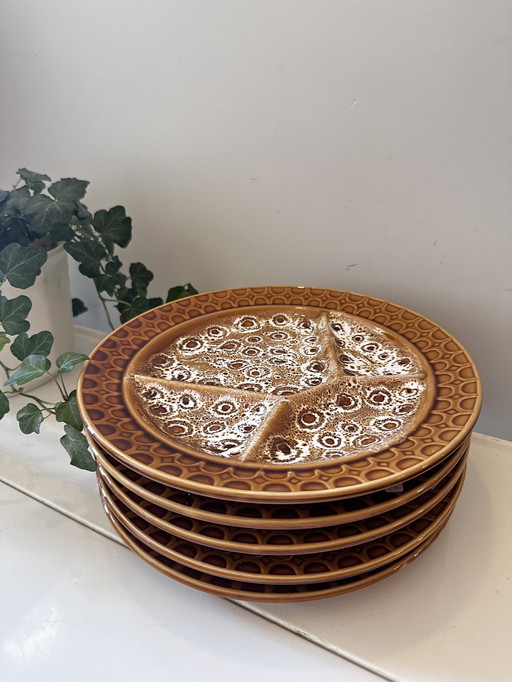 Set of 5 1970s Fondue Plates