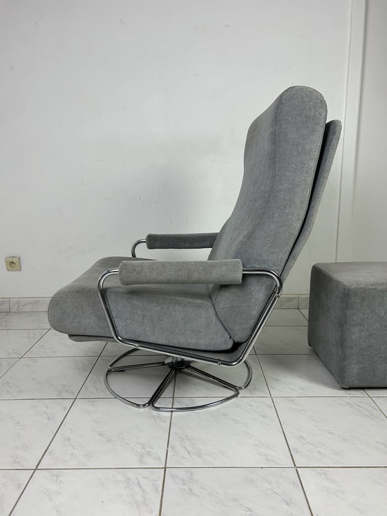Image 1 of Fauteuil pivotant vintage Gelderland avec ottoman par Jan des Bouvrie
