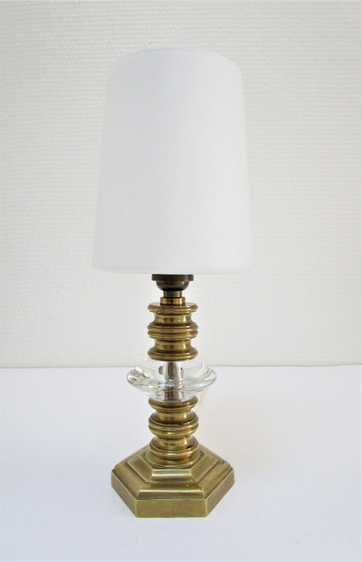 lampe bronze cristal opaline vintage