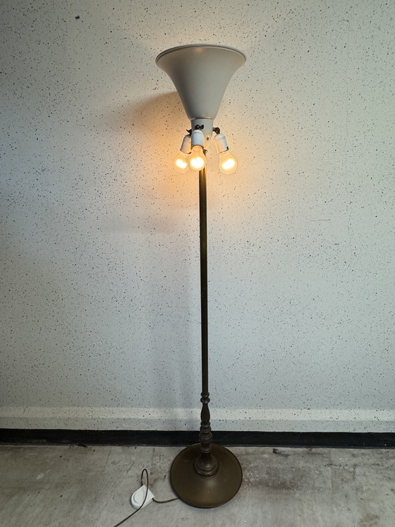 Image 1 of Antieke Messing Vloerlamp in Iconische Gispen Stijl