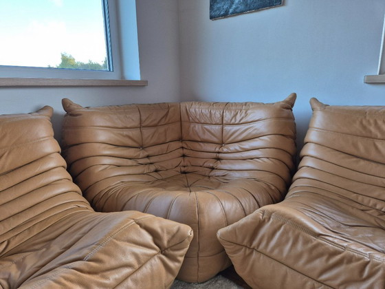 Image 1 of Michel Ducaroy for Ligne Roset Camel Leather Togo Sofas, Set of 5