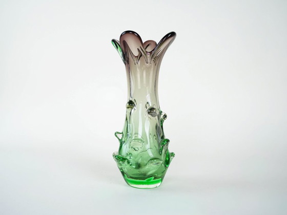 Image 1 of Groene vaas, Murano glas, jaren 60, gemaakt in Italië