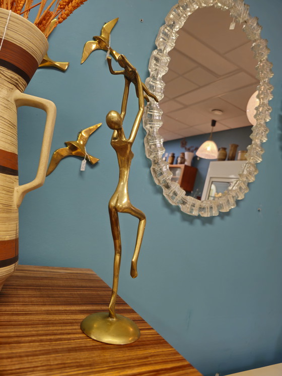 Image 1 of Madre e bambino in ottone vintage, bambina, festa della mamma