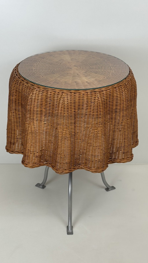 Rattan tablecloth side table Wicker Ghost Drapery Table