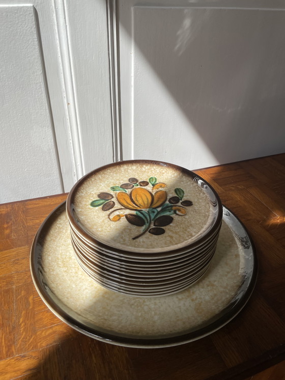 Image 1 of Set di 12 piatti da dessert o semi-zuppa Boch, collezione vintage La Louvière Corfou