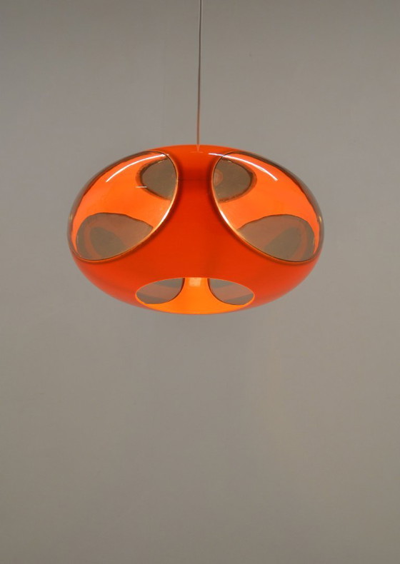 Image 1 of Space age UFO pendant lamp 'Bug Eye' (orange) by Massive, 1970s