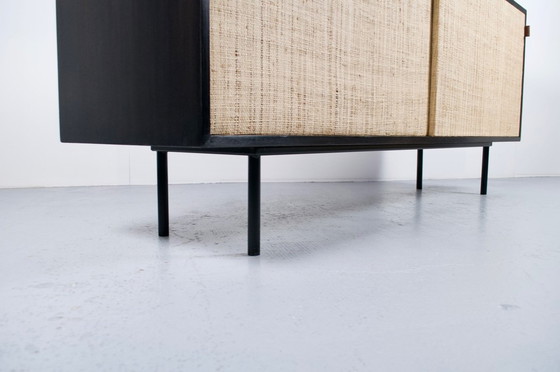 Image 1 of FLORENCE KNOLL SIDEBOARD MODEL 116 WOOD, LEATHER AND RAFFIA 1960