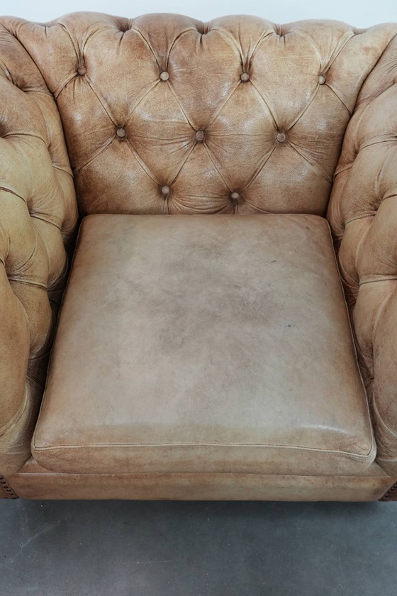 Image 1 of Unique Chesterfield armchair made of cowhide leather