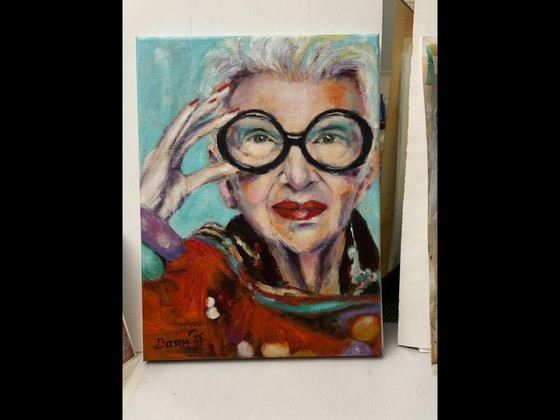 Image 1 of Bellissimo dipinto di Iris Apfel largo 30 cm, alto 40 cm