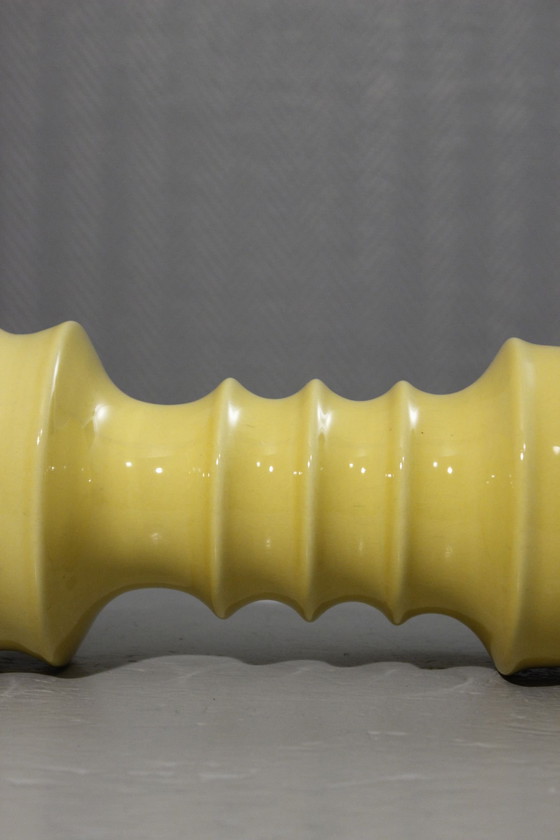 Image 1 of Large vintage ceramic candlestick Space Age design 1970s yellow