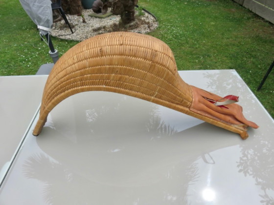 Image 1 of Ancienne chistera grand gant et sa balle (pelote) 65cm, Pays Basque, Jaï Alaï, Cesta Punta