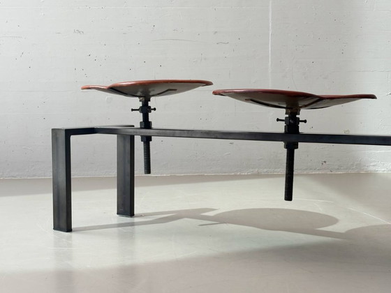 Image 1 of ndustrielle Sitzbank von KARE Design mit verstellbaren Ledersitzen, 2000er Jahre