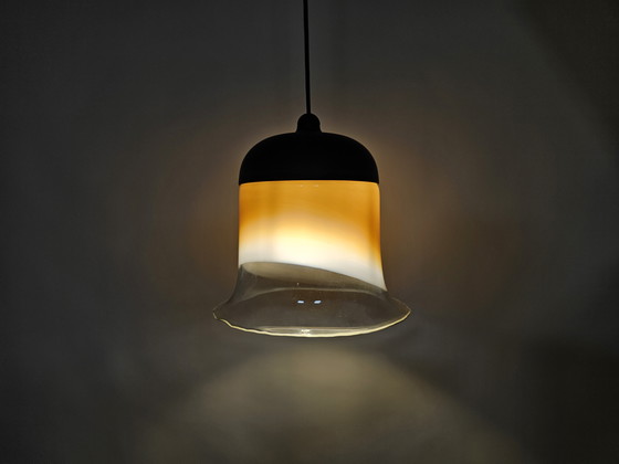 Image 1 of Lampada a sospensione in vetro marrone e vetro trasparente di Peill & Putzler