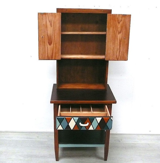 Image 1 of Keukenkast, koffiebar, huisbar, kruidenkast, uniek stuk, shabby antieke stijl, landelijke huisstijl