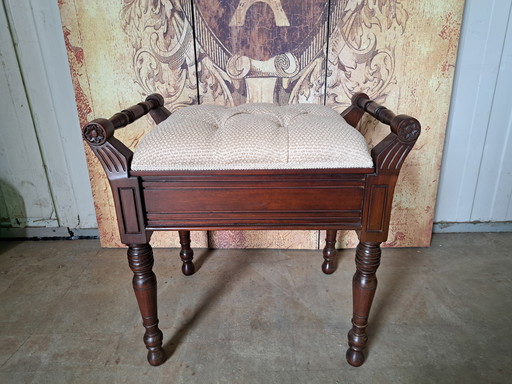 Classic mahogany piano chair, bedroom bench dim. 57x39cm and 55cm high.