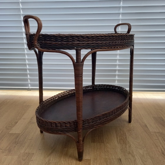 Image 1 of Vintage rattan side table.