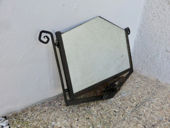 Image 1 of Grande specchio in ferro battuto martellato, art déco, in stile Edgar Brandt, anni '30-'40