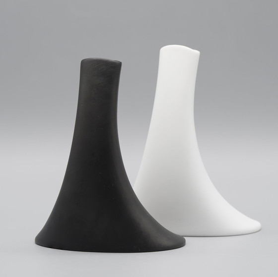 Image 1 of Vase Rosenthal "HEELS" Duo Design James Kirkwood Porcelaine Bisque Noir & Blanc