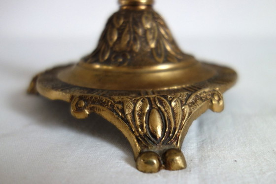 Pair of Cherub Gilt Bronze Candlesticks, early 20th Century, Decorative Objects, Brass, Gold, Vintage (photo 10 of 13)