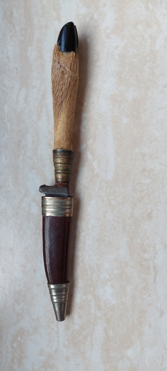 Image 1 of Coltello da caccia vintage Rehwappen Solingen con manico in zampa di cervo