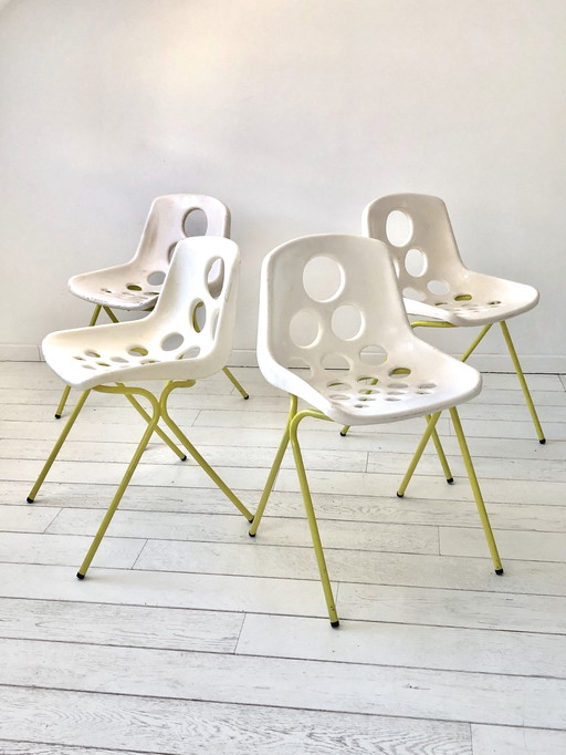 4 Outdoor Stacking Chairs Design M. Paris for Sicopal 1972
