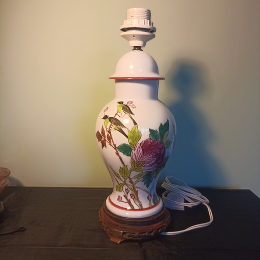 Vintage Limoges porcelain lamp – hand-painted relief – not a print – very solid workmanship”
