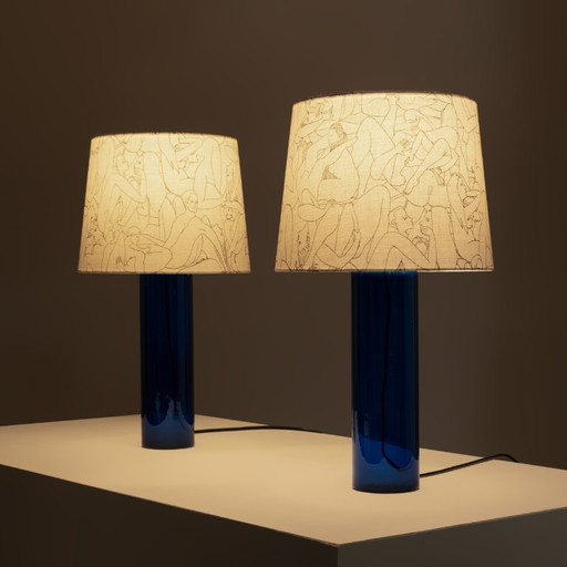 2x Model 163 Table lamp with Pierre Frey shade