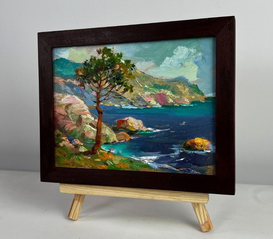 Image 1 of Original Oil Painting Summer Sea Landscape The leaves sway in the wind