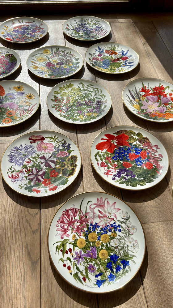 Image 1 of Collezione di piatti in porcellana Franklin "Fiori dell'anno" della Royal Horticultural Society