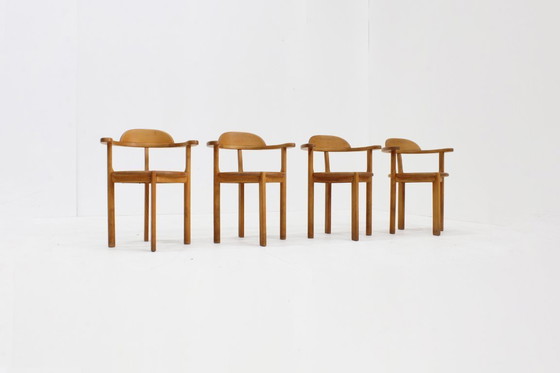 Image 1 of Vintage Deense eetkamerstoelen Brahlstorf grenenhout, jaren 70, set van 4 