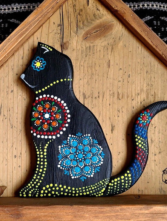 Image 1 of Monika Rygas, Sculpture, Mandala Cat - 48 Cm - Wood - 2023