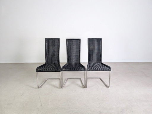 Ensemble original de 3 chaises cantilever Tecta B20 Jean Prouvé, noires