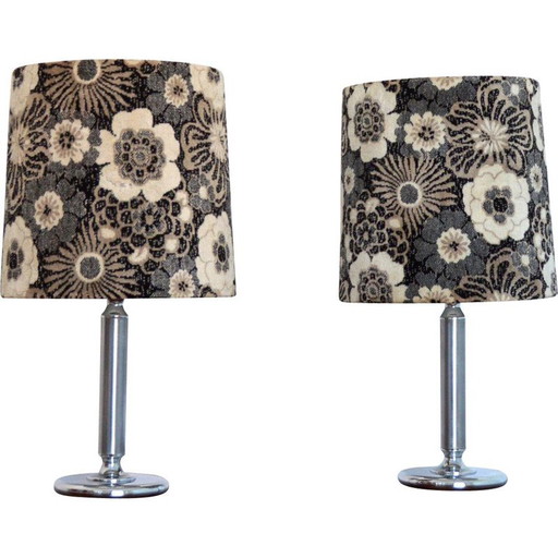 Pair of vintage velvet lamps, 1970s
