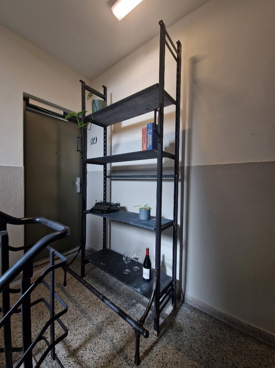 Image 1 of 2 pieces vintage, art deco heavy shelving units with slate shelves