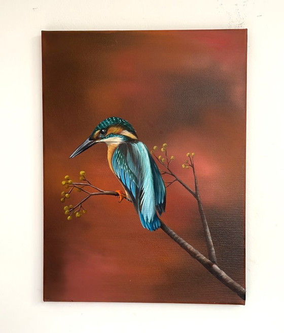 Kingfisher on Canvas - Oil Paint - 30x40x1.5 Cm – Paintings & Drawings (photo 3 of 5)