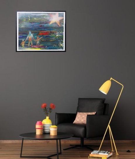 Image 1 of "Eternal Star" - Luminous and Abstract Painting in F10 Format (55x46 cms) Symbol of Love and Everlasting Memories