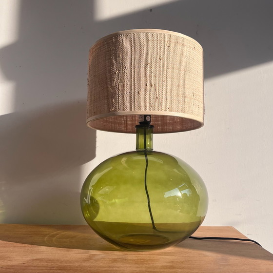Anne Nilsson green glass lamp rattan shade IKEA vintage – Table lamps (photo 3 of 5)