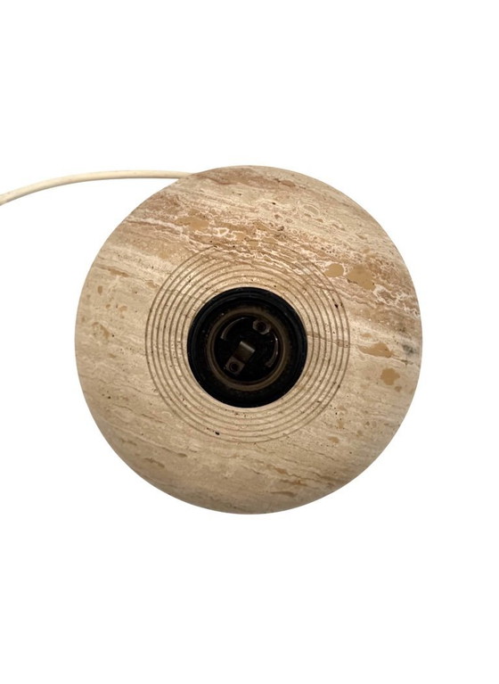 Image 1 of Travertine & brass table lamp base, Italy 1970s