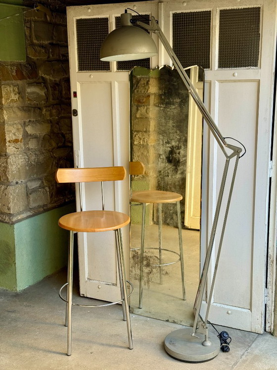 Lampada da terra in metallo grigio con molle - Stile industriale – Lampade da terra (photo 3 of 15)