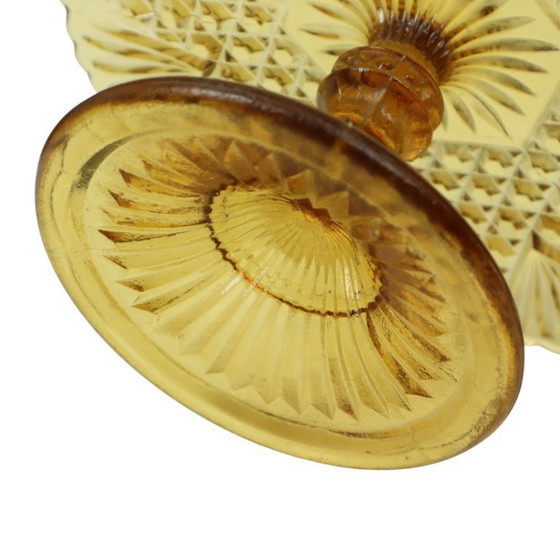 Image 1 of Art Deco Amber Taartplateau