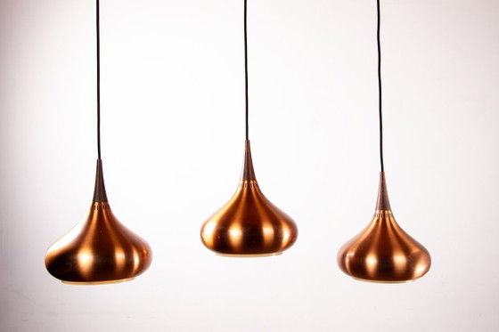 Image 1 of Grande triple suspension Danoise en métal et Palissandre, édition ancienne, modèle Orient, par Jo Hammerborg pour Fog & Mørup 19