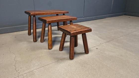 Image 1 of Vintage brutalistische bijzettafels uit de jaren 60.