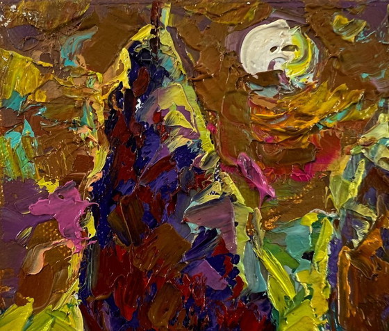 Original Oil Painting Summer Morning Landscape Bright Night Over The Field – Paintings & Drawings, Canvas (photo 7 of 8)
